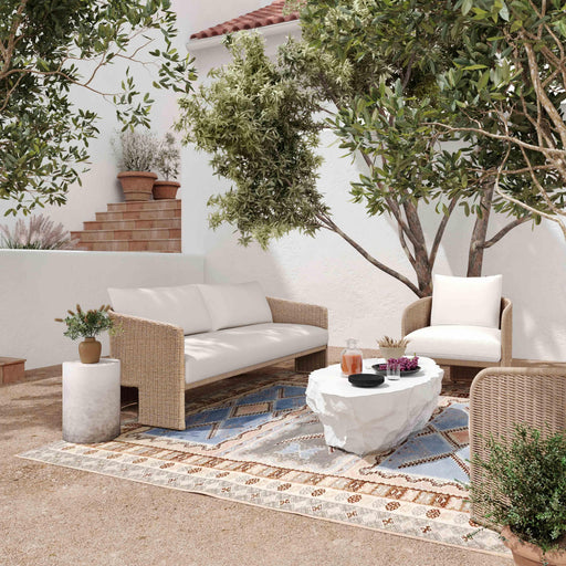 Alexa 80" Rattan Performance Fabric Outdoor Sofa - Dream Home Furniture & Mattress (Waite Park, MN)