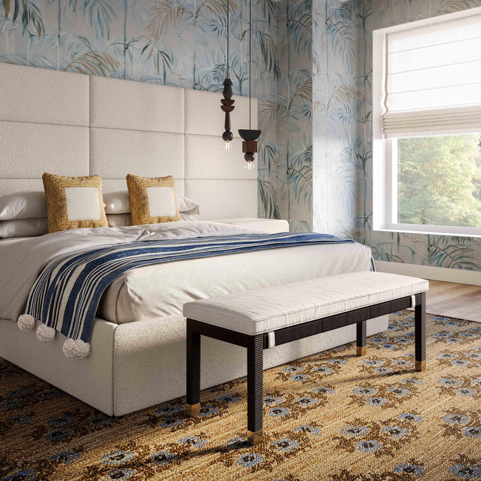 Amara 50" Woven Rattan Performance Fabric Bench - Dream Home Furniture & Mattress (Waite Park, MN)