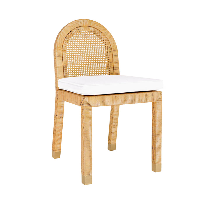 Amara Natural Rattan and Performance Fabric Arched Back Dining Chair - Dream Home Furniture & Mattress (Waite Park, MN)