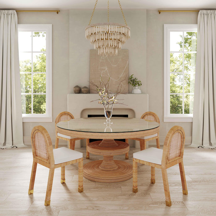 Amara Natural Rattan and Performance Fabric Arched Back Dining Chair - Dream Home Furniture & Mattress (Waite Park, MN)