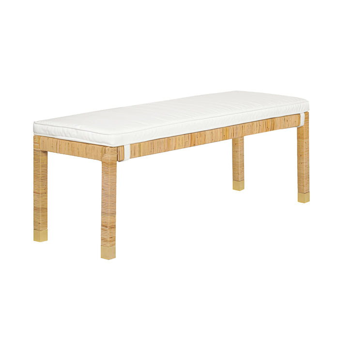 Amara 50" Woven Rattan Performance Fabric Bench - Dream Home Furniture & Mattress (Waite Park, MN)