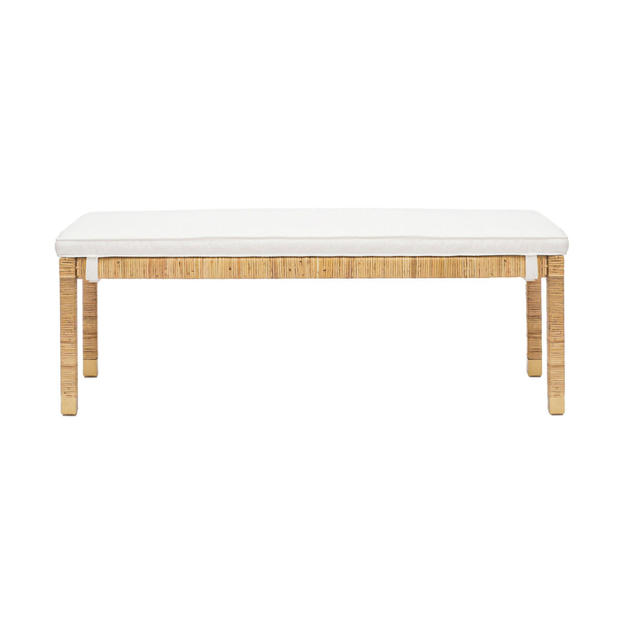 Amara 50" Woven Rattan Performance Fabric Bench - Dream Home Furniture & Mattress (Waite Park, MN)