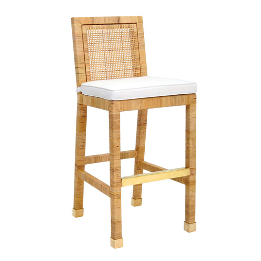 Amara Woven Rattan Performance Fabric Stool - Dream Home Furniture & Mattress (Waite Park, MN)