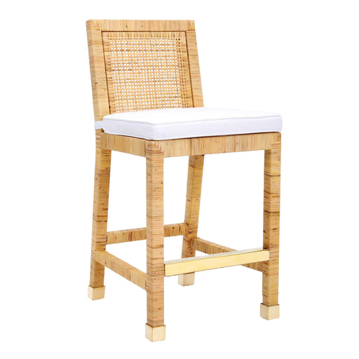 Amara Woven Rattan Performance Fabric Stool - Dream Home Furniture & Mattress (Waite Park, MN)