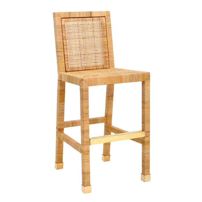 Amara Woven Rattan Performance Fabric Stool