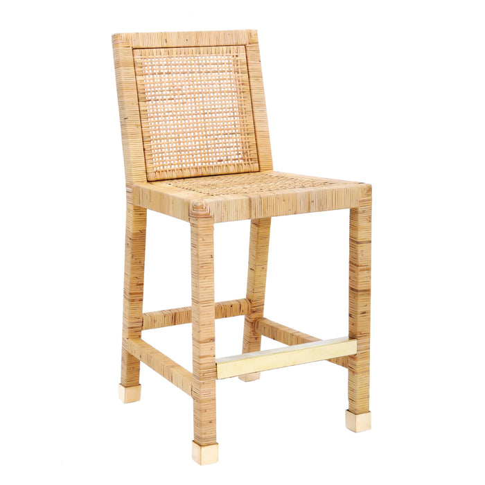 Amara Woven Rattan Performance Fabric Stool