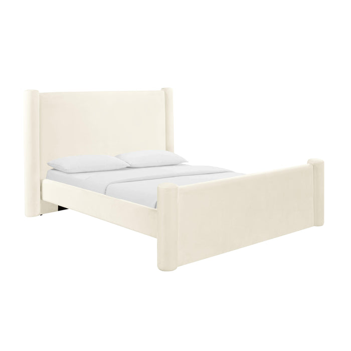 Athara Cream Velvet Bed - Dream Home Furniture & Mattress (Waite Park, MN)