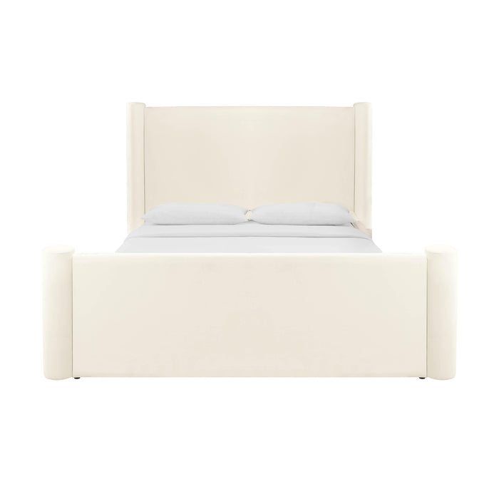 Athara Cream Velvet Bed - Dream Home Furniture & Mattress (Waite Park, MN)