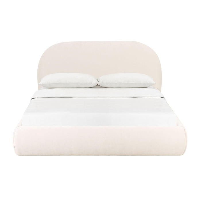 Bara Cream Textured Performance Velvet Bed - Dream Home Furniture & Mattress (Waite Park, MN)