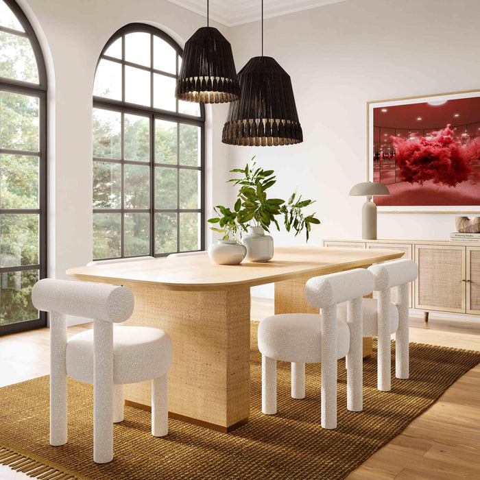 Akiba 96" Natural Ash &amp; Rattan Rectangular Dining Table