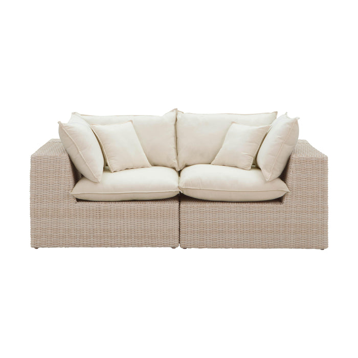 Cali 80" Natural Wicker Outdoor Modular Loveseat - Dream Home Furniture & Mattress (Waite Park, MN)
