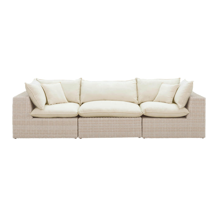 Cali 120" Natural Wicker Outdoor Modular Sofa