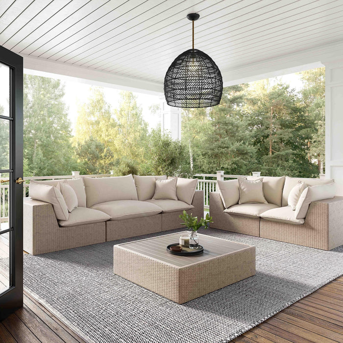 Cali 80" Natural Wicker Outdoor Modular Loveseat - Dream Home Furniture & Mattress (Waite Park, MN)