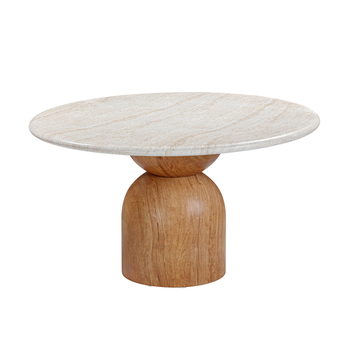 Cynthia 54" Faux Travertine Indoor/Outdoor Concrete Round Dining Table