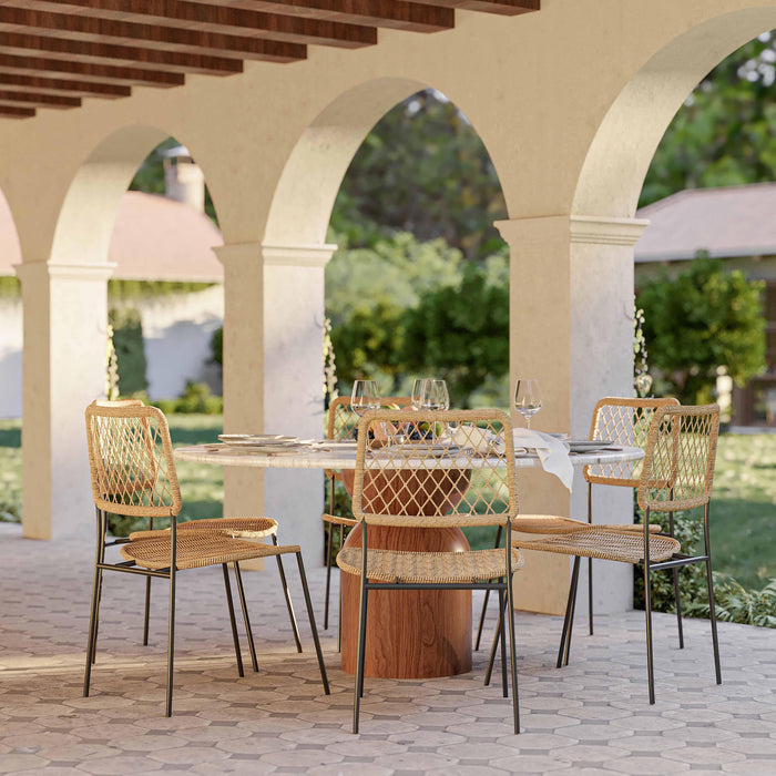 Cynthia 54" Faux Travertine Indoor/Outdoor Concrete Round Dining Table