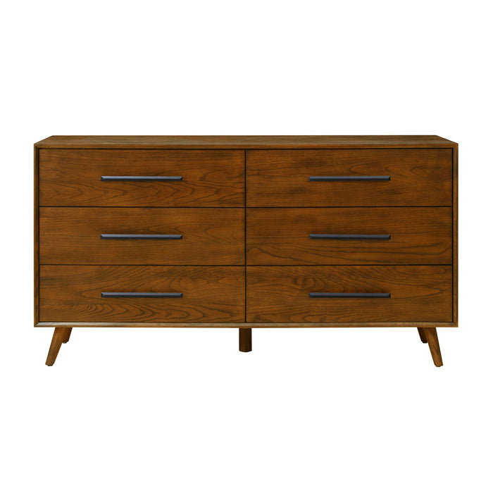 Emery 62" Walnut 6-Drawer Dresser - Dream Home Furniture & Mattress (Waite Park, MN)
