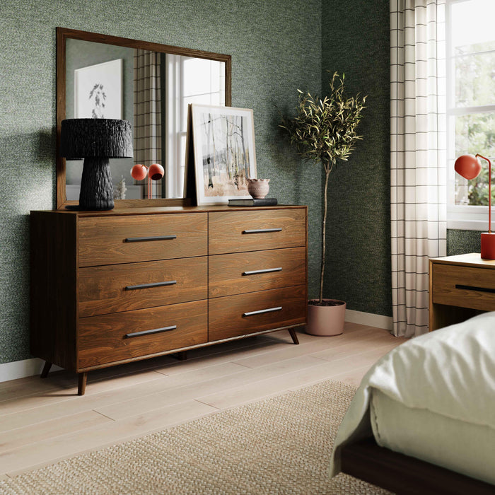 Emery 62" Walnut 6-Drawer Dresser - Dream Home Furniture & Mattress (Waite Park, MN)