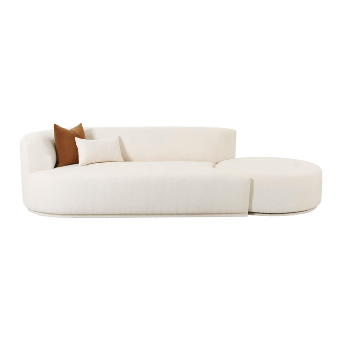 Fickle 112" 2-Piece Cream Performance Boucle Chaise Modular Sofa