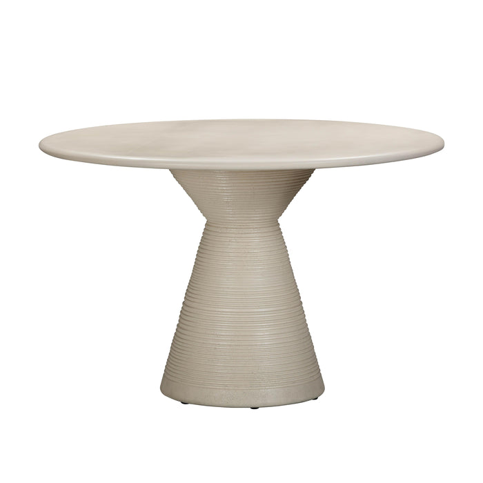 Fern 47" Beige Textured Faux Plaster Concrete Indoor / Outdoor Round Dining Table
