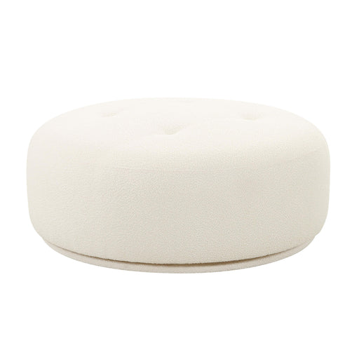 Fickle Cream Performance Boucle Swivel Ottoman - Dream Home Furniture & Mattress (Waite Park, MN)