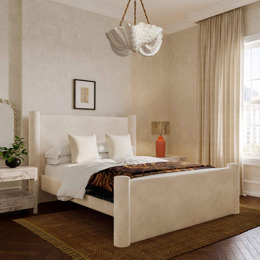 Athara Cream Velvet Bed - Dream Home Furniture & Mattress (Waite Park, MN)
