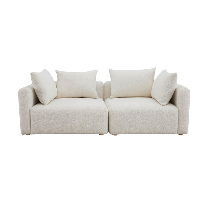 Hangover 81" Cream Performance Boucle Loveseat - Dream Home Furniture & Mattress (Waite Park, MN)