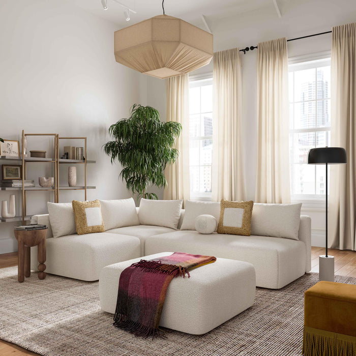 Hangover 4-Piece Cream Performance Boucle Modular Chaise Sectional