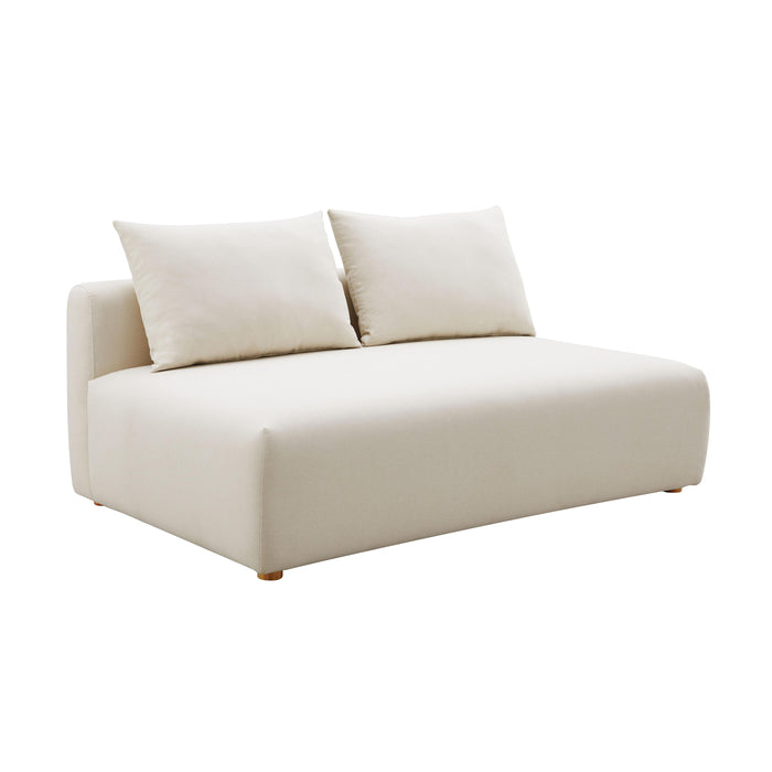 Hangover 64" Cream Performance Linen Modular Loveseat
