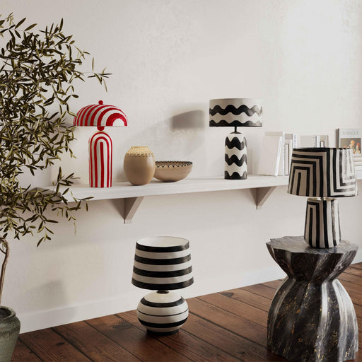 Maiori Striped Papier Mache Table Lamp - Dream Home Furniture & Mattress (Waite Park, MN)