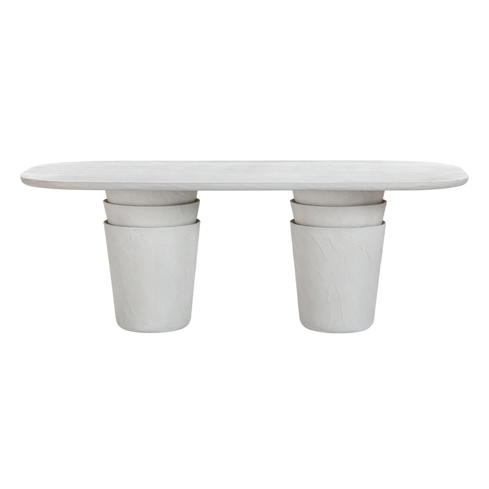 Margot 83" Light Grey Faux Plaster Indoor/Outdoor Concrete Oval Dining Table