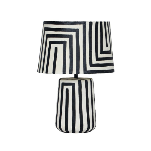 Minori Black Striped Papier Mache Table Lamp - Dream Home Furniture & Mattress (Waite Park, MN)