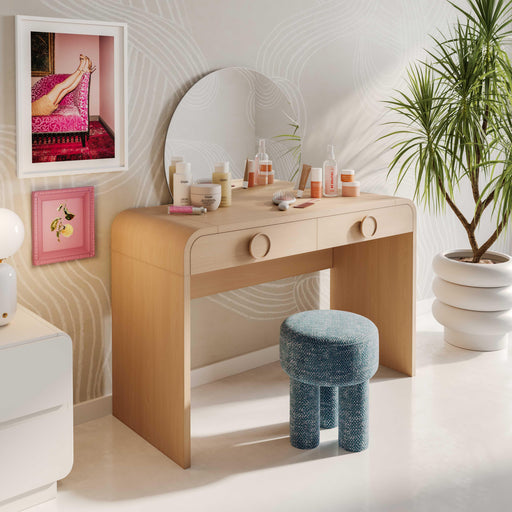 Moonrise 48 Natural Ash 2-Drawer Vanity Desk with Mirror - Dream Home Furniture & Mattress (Waite Park, MN)