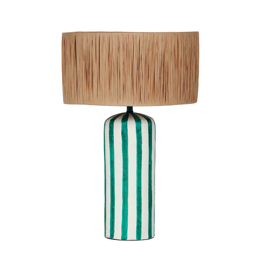 Ravello Green Striped Papier Mache Table Lamp - Dream Home Furniture & Mattress (Waite Park, MN)