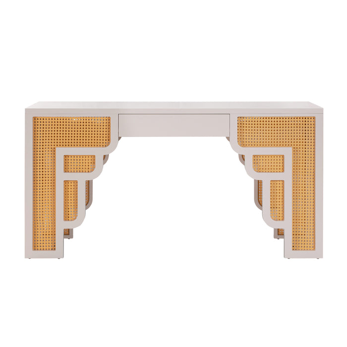 Suzie 62" Rattan Executive Desk With Drawer
