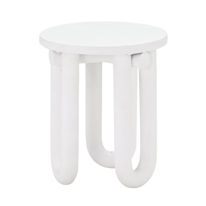 Tildy White Concrete Indoor / Outdoor Round Side Table