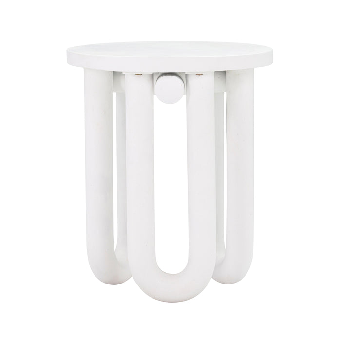 Tildy White Concrete Indoor / Outdoor Round Side Table