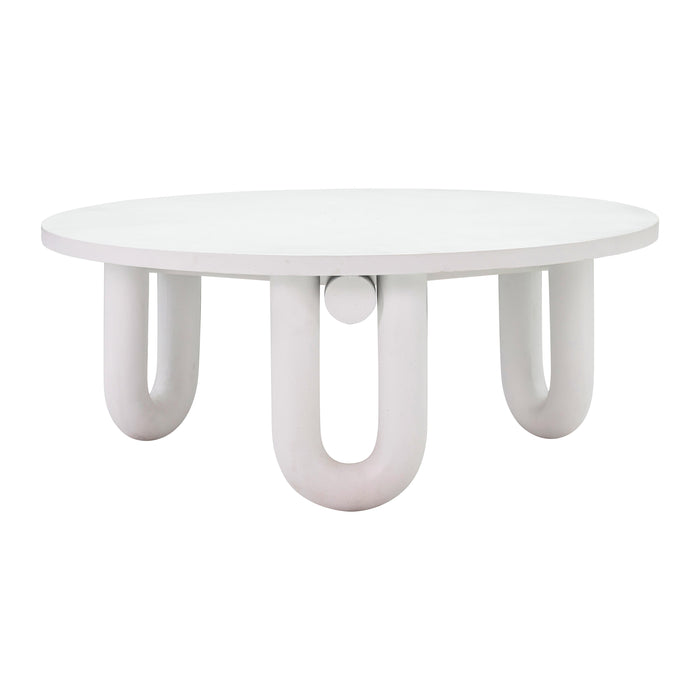 Tildy 39" White Concrete Indoor / Outdoor Round Coffee Table