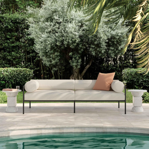 Vera 84" Cream Performance Fabric Outdoor Sofa - Dream Home Furniture & Mattress (Waite Park, MN)