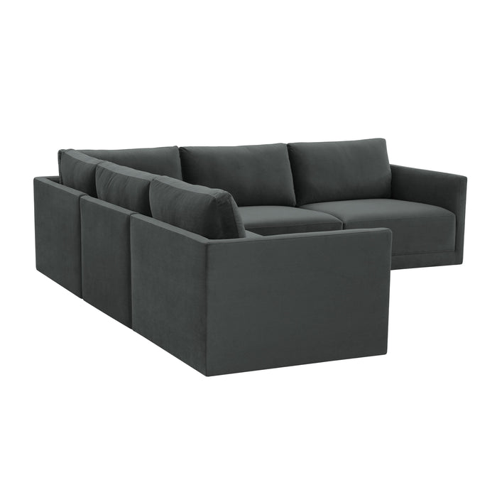 Willow 5-Piece Performance Velvet Modular L Sectional