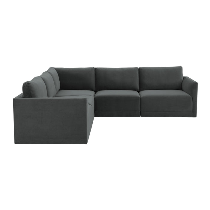 Willow 5-Piece Performance Velvet Modular L Sectional