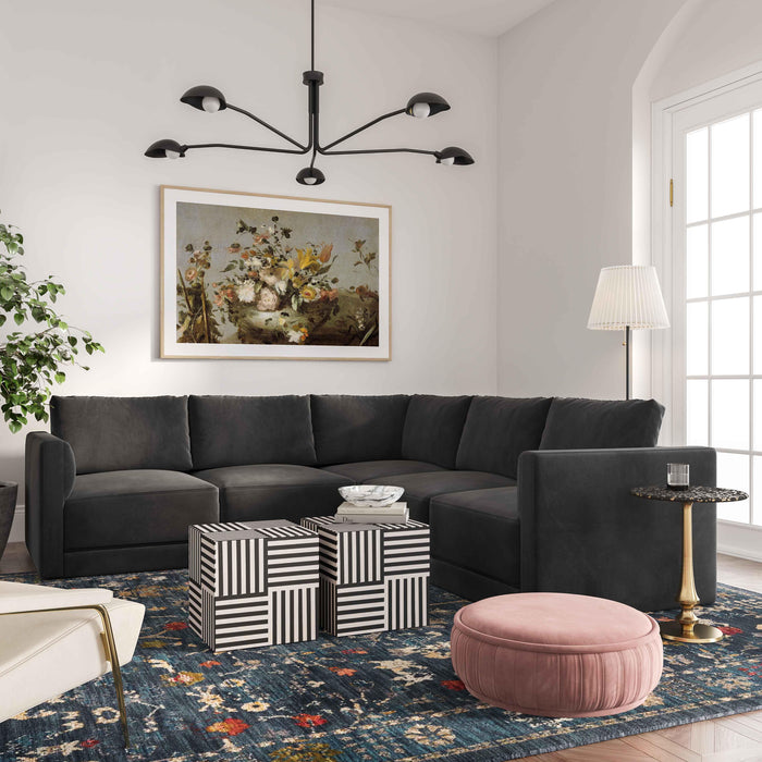 Willow 5-Piece Performance Velvet Modular L Sectional