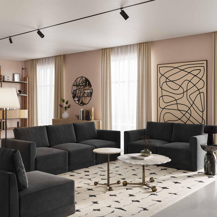 Willow Performance Velvet Modular Armless Chair