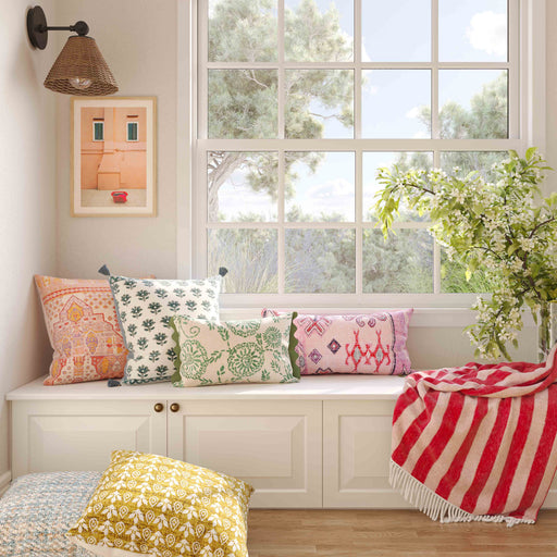 Blossom 20" Printed Cotton Tassel Throw Pillow Cover - Dream Home Furniture & Mattress (Waite Park, MN)