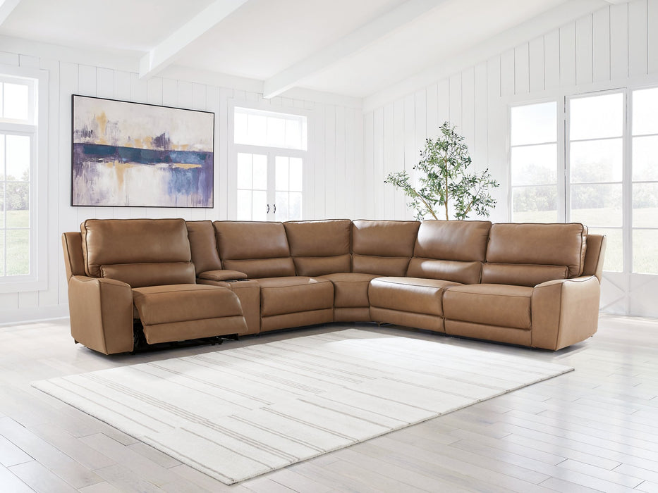 DeepWakes Reclining Sectional with Storage Console - Dream Home Furniture & Mattress (Waite Park, MN)