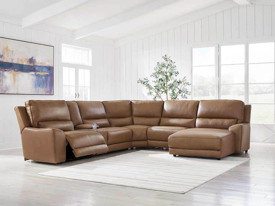 DeepWakes Power Reclining Sectional with Chaise - Dream Home Furniture & Mattress (Waite Park, MN)