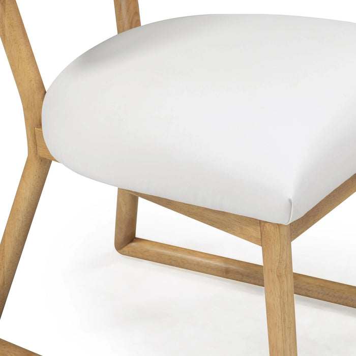 Bobbie Cream Performance Vegan Leather and Grey Vegan Shearling Dining Chair