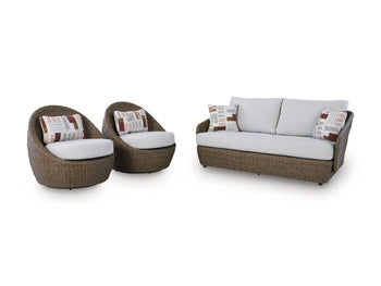 Double Point Outdoor Loveseat/2 Swivel Chairs (Set of 3) - Dream Home Furniture & Mattress (Waite Park, MN)