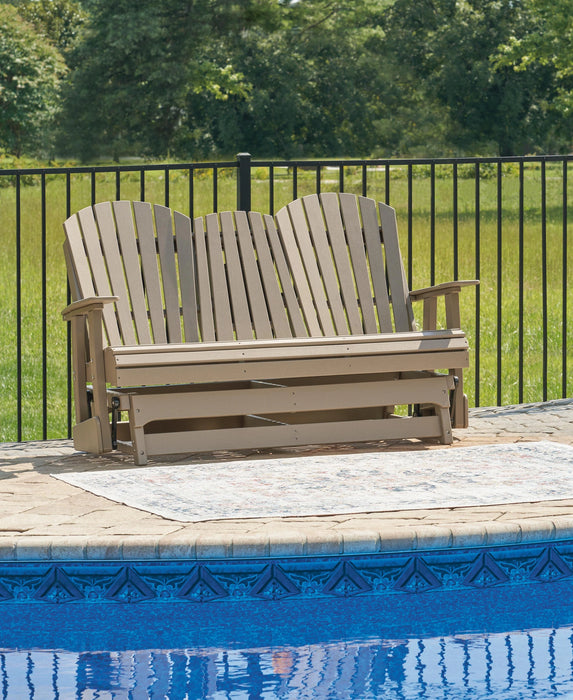 Hyland wave Outdoor Glider Loveseat - Dream Home Furniture & Mattress (Waite Park, MN)