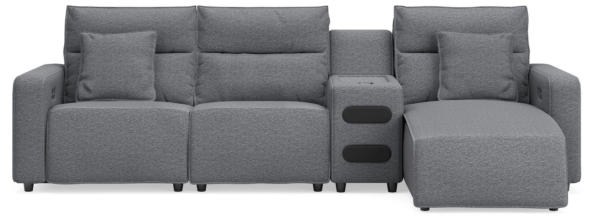 Modmax II Reclining Sectional with Chaise and Audio Console - Dream Home Furniture & Mattress (Waite Park, MN)