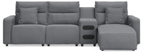 Modmax II Reclining Sectional with Chaise and Audio Console - Dream Home Furniture & Mattress (Waite Park, MN)